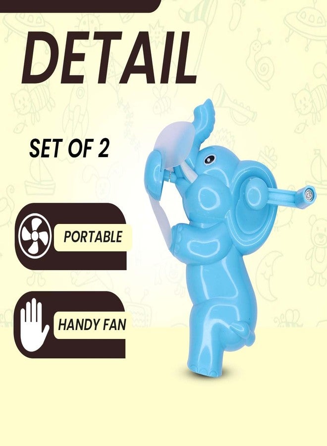 Fully Elephant Shape Fan Toys for Kids and Baby | Portable Mini Hand Fans For Home, School, Picnic and Travel (Set of 2 Pcs) - Image 5
